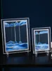 3Dガラスサンドスケープ砂時計移動サンドアート画像長方形ガラス装飾品デスクトップデコレーションクイックスズン絵画家の装飾220406