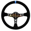 Universal 14 inch 350mm Suede/PVC Car Accessories Racing Steering wheels Deep Corn Drifting Sport Auto Turn Steering Wheel With Logo Cars modification parts On sale