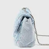 이브닝 백 데님 격자 무늬 광장 여성 어깨 가방 자기 체인 버클 백 디자이너 지갑 및 핸드백 레이디 20220607