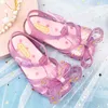 Summer Children's Shoes Bronzing Heart-shaped ButterflyJelly Sandals Girls Princess Beach Children's Shoes Anti-Slippery Sandles G220418