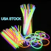 Multi Color Hot Glow Stick Novelty Lighting Armband Halsband Neon Party Flashing Light Wand Toy Led Vocal Concert LED Flash Sticks 1000pcs USA Stock Crestech888