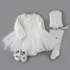 Ensembles de vêtements de haute qualité bébé infantile fille princesse robe baptême baptême robe de fête de mariage cadeau de douche po tir robe vêtements