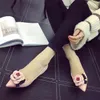 New Arrival Sweet Flowers Shoes Fashion Women Camellia Flower Shallow Mouth Pointed Toe Flat Shoes Lady Dress Shoe