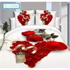 Biancheria da letto Set biancheria da letto per ragazze 3d Set copripiumino jacquard Set letto queen size Twin King Set giglio rosa rossa Bella biancheria da letto romantica 210309