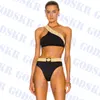 Designer Swimsuit Womens Bikini Set Gold Print Swimwear For Women High Waist Ladies Bathing Suits