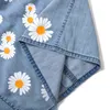 Womens Summer Daisy Tank Halter Neck Bandage Sexy Vest Long Camisole Sleeveless Sunflower Print Denim Women Blouse Tops T-Shirts 220318