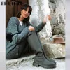 Boots Ribetrini Brand Fashion Luxury Designer Plataforma Plataforma Chunky Zipper Exército Mulheres Verdes Combate Boots Casual Ladies Sapatos G220813