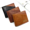 DHL50pcs Wallets Men PU Plain Three Foldable Square Credit Card Holder Mix Color