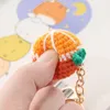 Stickad imitation Donut Fruit Keychain Strawberry Peach Watermelon Lemon Orange Key Ring Female Car Bag Pendant