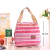 Lunch Totes Bag Thermal Insulated Portable Cool Canvas Stripe Carry Case Picnic high quality RRE13548