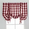Curtain & Drapes Check Lace Up Curtains For Windows 24 X 47 Inch Rod Pocket Translucent Filter Kitchen Bedroom Red Gray CurtainsCurtain