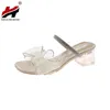 2022 Sandales de nœud de nœud d'été Femmes Mid Talon Righestone Pearl Slippers Toe Toe Woman Chaussures Crystal