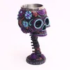 Skull Goblet Cup 3D Resin & Stainless Steel Wine Glass Twilight Blooms Cups and Mugs Christmas Halloween Birthday Gift 220727
