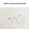 Natural Multi 4 Way Travel Makeup Brush Kit 4-i-1 Eyeshadow Blandning Smudge Läppfodral Brow Cosmetics Beauty Tool