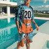 Summer Men s uppsättningar som trycker på kortärmad t -shirt kostym fritid 2 -stycken Street mode män shorts man kläder 220719