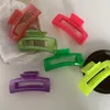 New Creative Korean Large Size Square Hollow Jelly Hair Clip Simple Temperament Pearlescent Shark Clip For Woman Girls