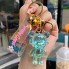 New acrylic transparent music bear keychains creative car bag lovers key chain small pendant wholesale