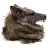 Halloween Latex Rubber Wolf Head Hair Mask Werewolf Gloves Costume Party Scary Decor 220611