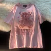 日本のラブベアカップルTシャツの女性かわいい半袖トップ夏の特大のゆるいカジュアルメスシャツ女性220321