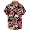 Erkekler Sıradan Gömlek Erkekler Gevşek Nefes Alabilir Üst 5xl Hawaii Gömlek Erkekler Yaz 3d Baskı Korku Kafatası Moda Sokağı Kısa Kollu