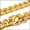 Andra smyckesuppsättningar JCH rostfritt ståluppsättning 24K Guldpläterad högkvalitativ kubansk länkhalsband armband Mens Curb Chain 1.4cm 8.5 "/22"/24quo