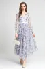 Women's Runway Dresses Sexy V Neck Long Sleeves Ruffles Printed Elegant Fashion Party Prom Gown