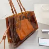 designer Transparent Tote Shopping Bag Women Pvc Handbags Shoulder Bags Handbag Large Capacity Pocket Two Piece Set