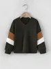 Toddler Boys V Neck Color Block Sweatshirt SHE