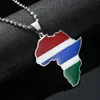 Pendentif Colliers Mode Pays Drapeau Gambie Afrique Carte Unisexe Plaqué Or Charme Bijoux CadeauPendant