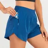 10 ألوان Lu-08 Yoga Hotty Hot Hot Short Bants Whitfit Hidden Zipper Pocket Womens Sports Shorts فضفاض