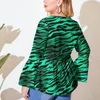 T-shirt grande taille pour femme T-shirt imprimé léopard vert Or Safari Design Street Style Chemises à manches longues T-shirt graphique esthétique T-shirts 4XL 5