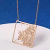 Collane con ciondolo RIR Collana con mappa della città di Rio Brasile Oro rosa Quadrato in acciaio inossidabile di geometrica minimalista