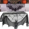 Halloween décoratif chauves-souris rideaux noir dentelle toile d'araignée vacances poêle serviette abat-jour cheminée tissu décor pour Spooky Festival