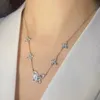 5 Ciondolo farfalla Gioielli di lusso Argento sterling 925 Pavimenta Zaffiro bianco CZ Pietre preziose Diamante Eternità Donna Collana clavicola da sposa Regalo