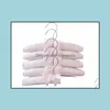 25Cm Lenght Children Paded Hangers Satin Cotton Fabric Wooden Inside Gold Round Hook And Clips Cream Color Export Stocks Drop Delivery 2021