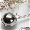 Sweepers Accessories Cleaning Supplies Housekee Organization Home Garden Stainless Steel Tea Strainer Telescopic Push Infuser Ball Loose L