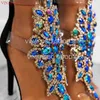 Femmes été cristal sandales peep Toe mince talons hauts dames fermeture éclair femme Sexy strass Stiletto demoiselle d'honneur Shoes220513