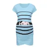 Mothership Summer Funny Dress Striped Print ärmlösa gravida kläder Grossesse J220628