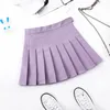Koreanska mode sommar y2k kvinnor pläterad kjol lila dragkedja med hög midja harajuku skolan enhetlig kort pläd a-line mini kjolar 220322