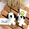 Nyckelringar Lyxig Real Little Dog Pendant Keychain Pet Leksaker Puppy KeyRing Bag Bil Key Ornament Plush Doll Trinket Smycken Gifts