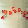 Orange Flower Plate Lamp 100% Hand Blown Murano Glass Hanging Plates Wall Art Customized 20 to 45 CM