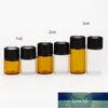 10st PVC Amber Essential Oljeflaska Tunna glas Småbrun Parfymoljeflaskor Provtestflaska med öppningsreducerare
