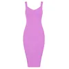 High Quality Pink Green Red Bodycon Knee Length Rayon Bandage Dress Evening Party Dress Vestidos 220409