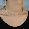 New Turkish Evil Eye Choker Necklace Jewelry Rose Silver Color Micro Pave 5A Cz Bar Eyes Charm Link Chokers Necklaces Wholesale