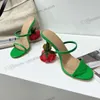2022 Womens Rose Heel Shoes Siledals Cheeled Sandals Smooth Leather Extole Open Open Strap Stiletto Summer Cheels for Women Party Luxury Design X0As#