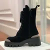 Rhinestone Half Boots Brunell Cucinell Tasarımcıları Zip Tıknaz Topuk Platform Kadın Ayakkabıları Üst Kalite Nubuck Deri Muharebe Pattikleri 51672266