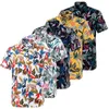 남성용 캐주얼 셔츠 여름 순수면 남성 하와이 셔츠 느슨한 인쇄 된 짧은 소매 큰 미국 크기 하와이 꽃 남자 해변 꽃