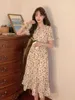 Повседневные платья Mori Chiffon Floral Plord Женщины салат цветочный принт Kawaii Fairy Princess School 2022 Летняя короткая раскачивателя