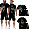 Summer Men Set 3D печатная футболка шорты 2 костюма мужская одежда для одежды Случайные наряды Мода Хараджуку Стрельная одежда 220708