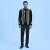 Gold Embroidery Velvet wedding groom jacket Blazer arabic muslim Kosovo Albanian men's Jacket Stage Wears